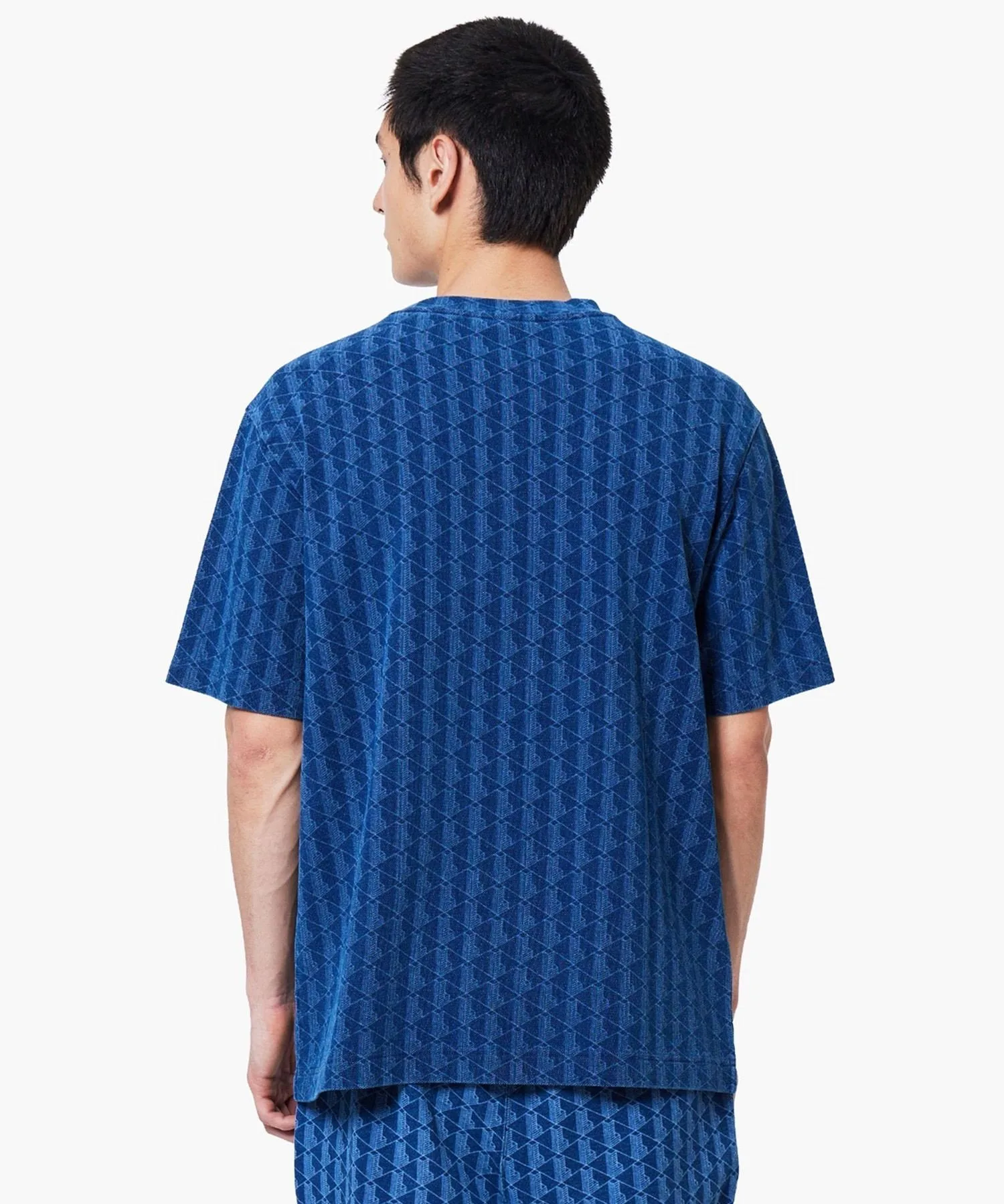 Футболка с короткими рукавами из ткани пике цвета индиго с монограммой LACOSTE, Light Indigo Blue — фото 2