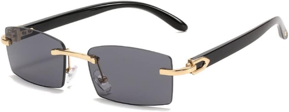 

Модные маленькие прямоугольные женские солнцезащитные очки в винтажном стиле, без оправы, прозрачные, с градиентом цвета океана, мужские солнцезащитные очки UV400 generic, Black Gray