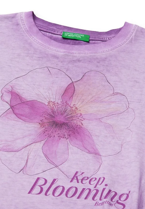 Футболка с принтом и узлом. футболка с принтом United Colors Of Benetton, Violet — фото 3