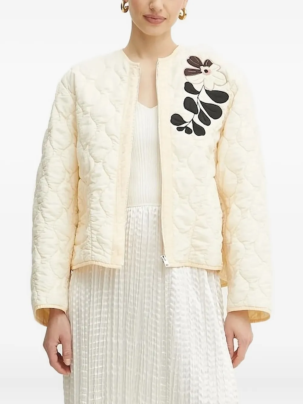 

Бомбер с цветочной вышивкой Forte Forte, слоновая кость