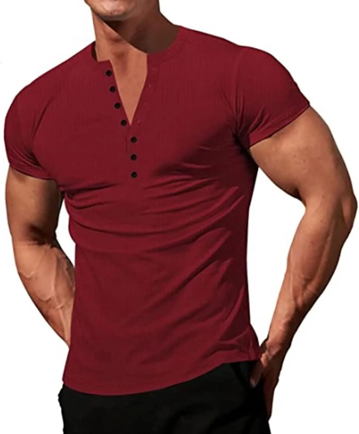 

Мужская футболка хенли с эластичной тканью, Slim Fit Rela Bota