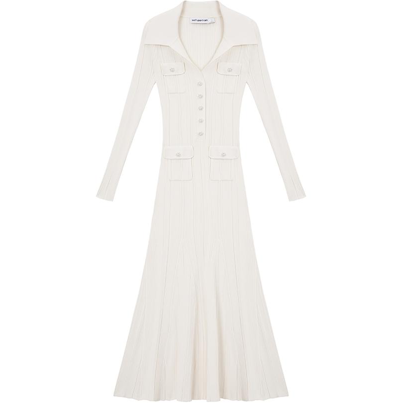 

Self-portrait Женское платье с длинным рукавом цвета слоновой кости Self portrait