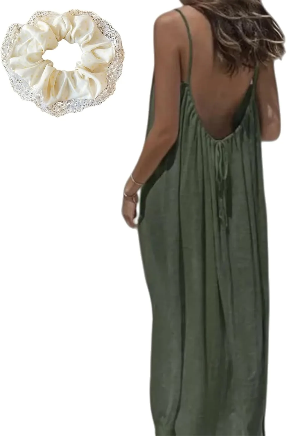Платье-ками Backless для женщин однотонное длинное сандальное с завязкой на спине Generic, Q