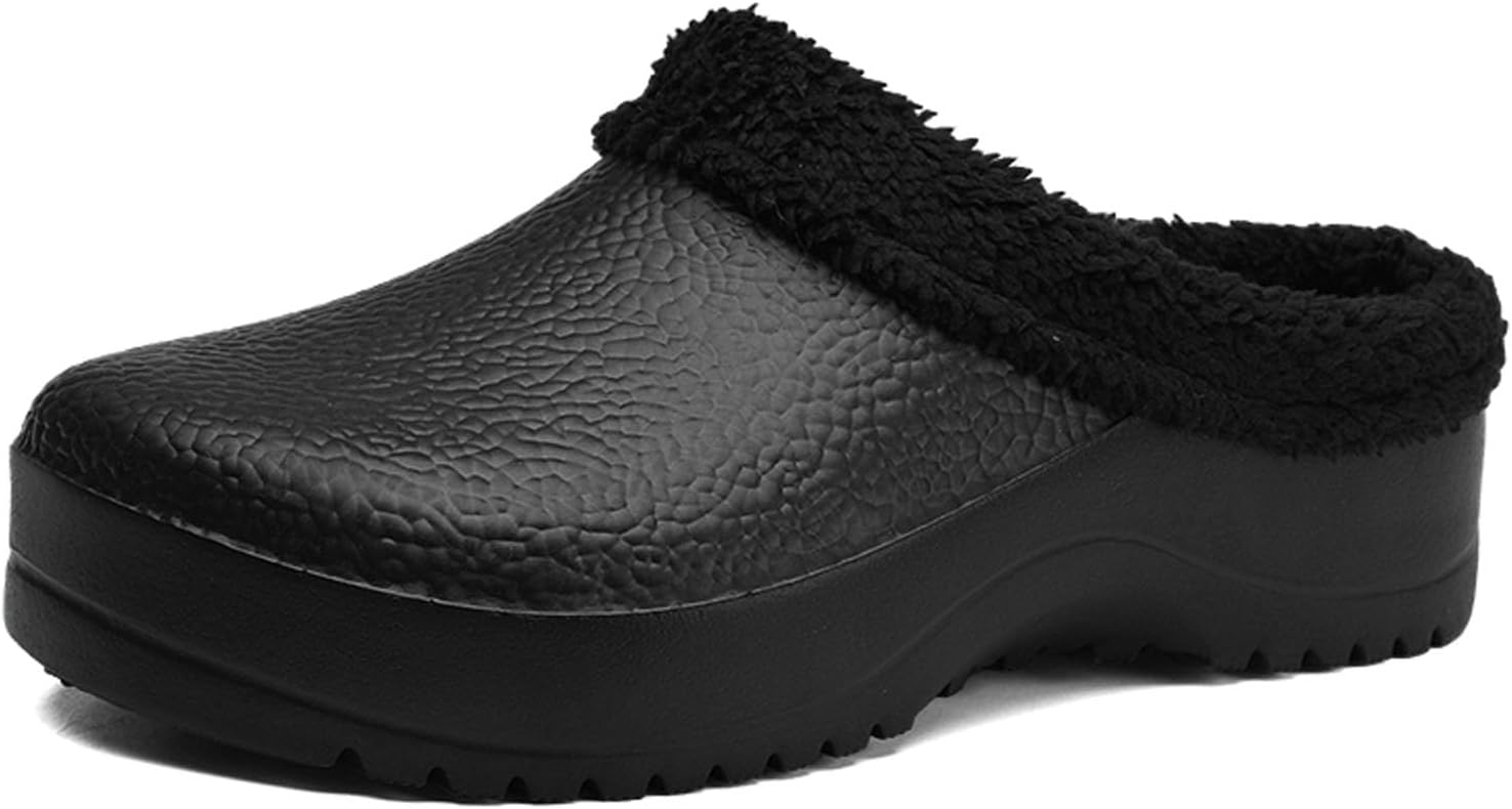 

Мужские профессиональные сабо iHinZRY с съемной вставкой - противоскользящая обувь для кухни и сада, с поддержкой свода стопы, водонепроницаемые легкие EVA, в различных размерах, Black Lined