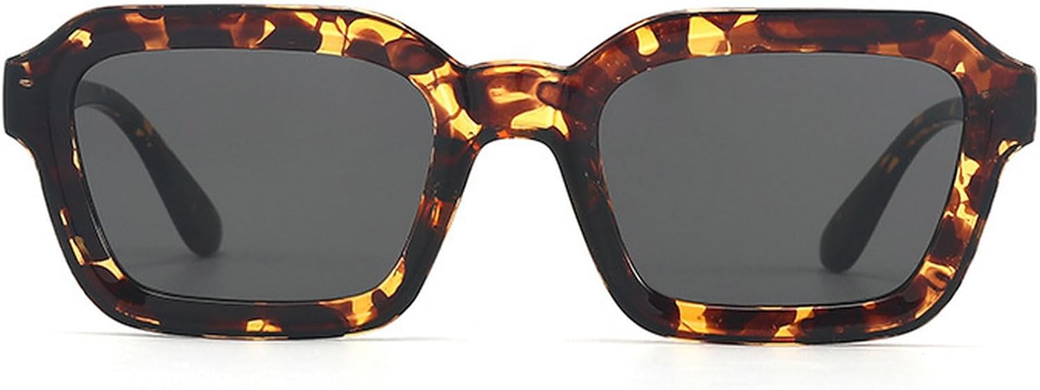 

Ретро-солнцезащитные очки квадратной формы для женщин и мужчин, винтажные, 70-х, 80-х, 90-х годов, шестиугольные, с защитой от УФ-излучения UV400, ретро-прямоугольные mincl, Leopard Gray