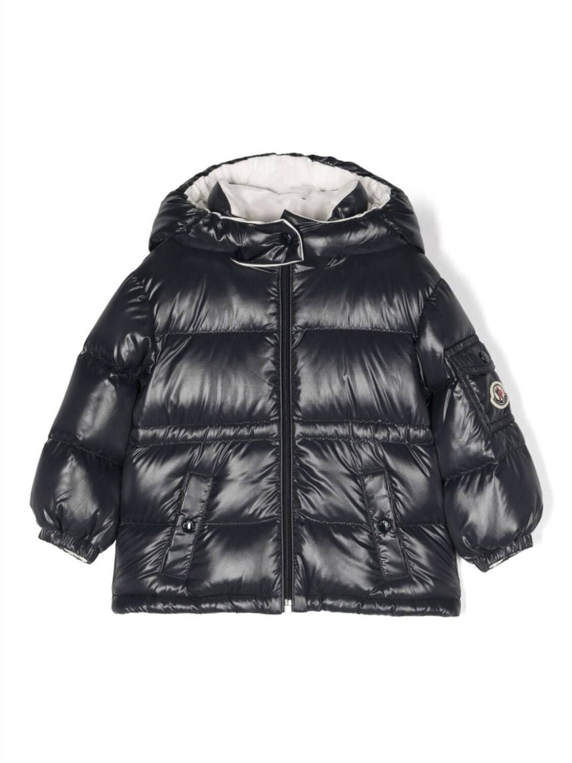 

Moncler Enfant пуховик с нашивкой-логотипом, синий