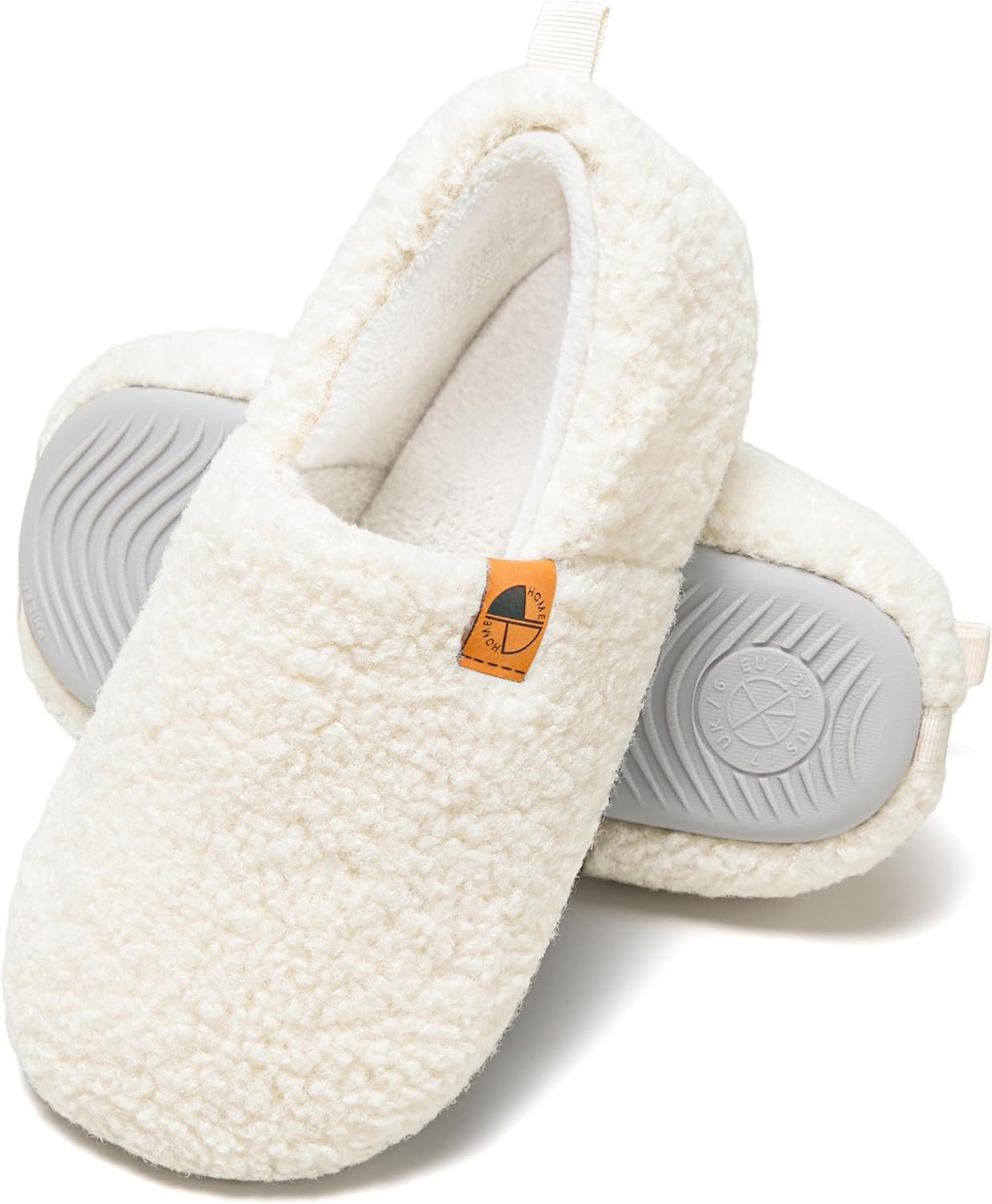 

Домашние тапочки для женщин и мужчин, легкие, с эффектом памяти, теплые закрытые тапочки с мягким флисом для использования дома и на улице Fhilepon, белый