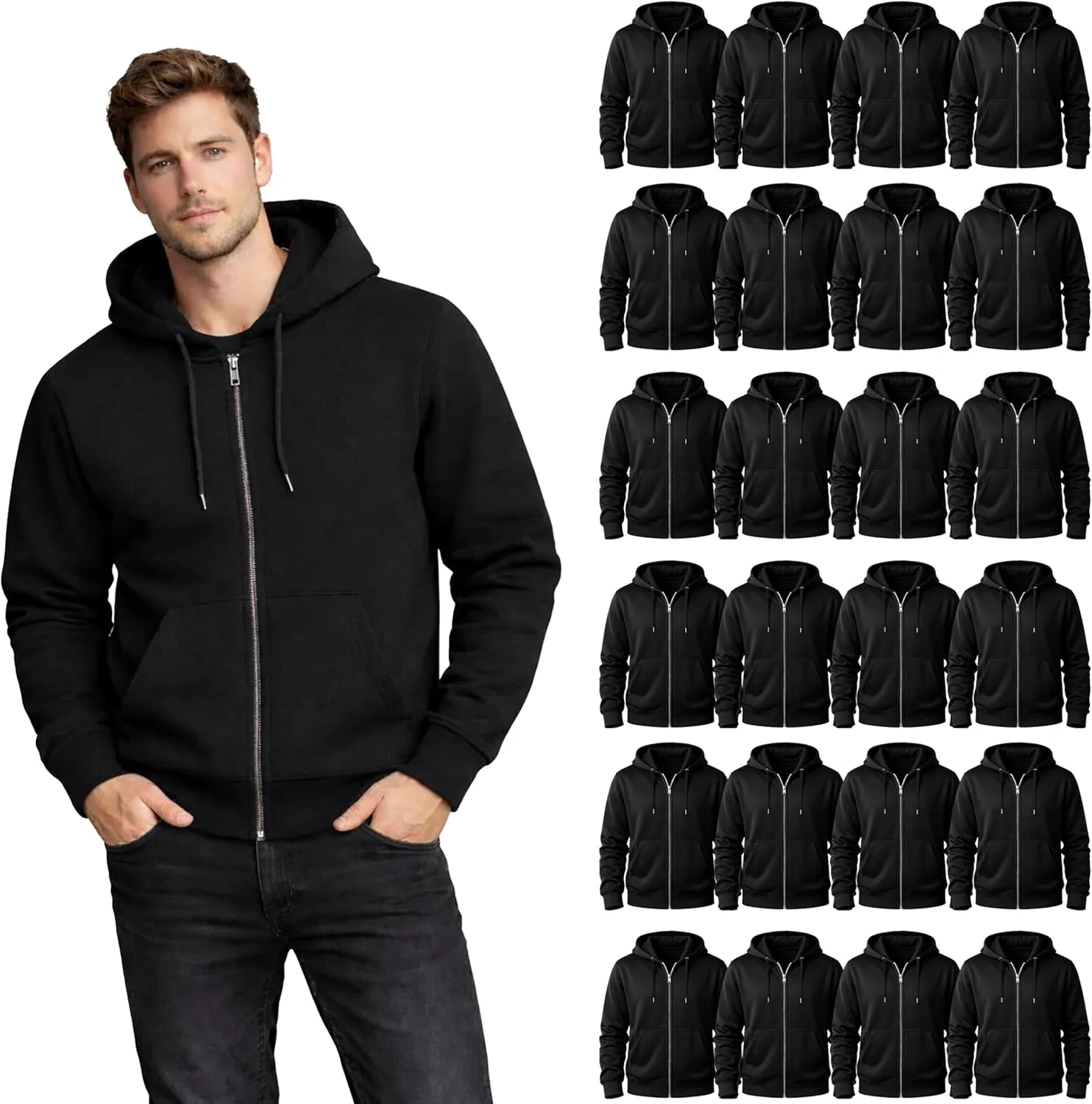

BILLIONHATS 24 упаковок флисовых худи, Full Zip и Pullover, Assorted Sizes, Cotton Blend, для мужчин и женщин