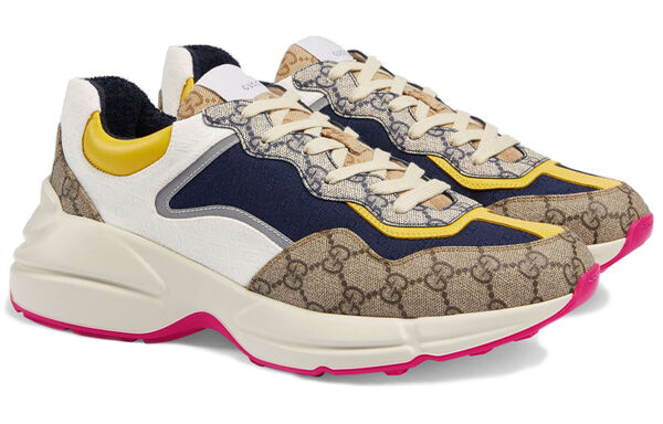 Кроссовки gg rhyton 'beige white yellow' Gucci, коричневый — фото 2