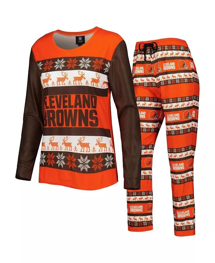

Женский оранжевый пижамный комплект Cleveland Browns Holiday Ugly Foco