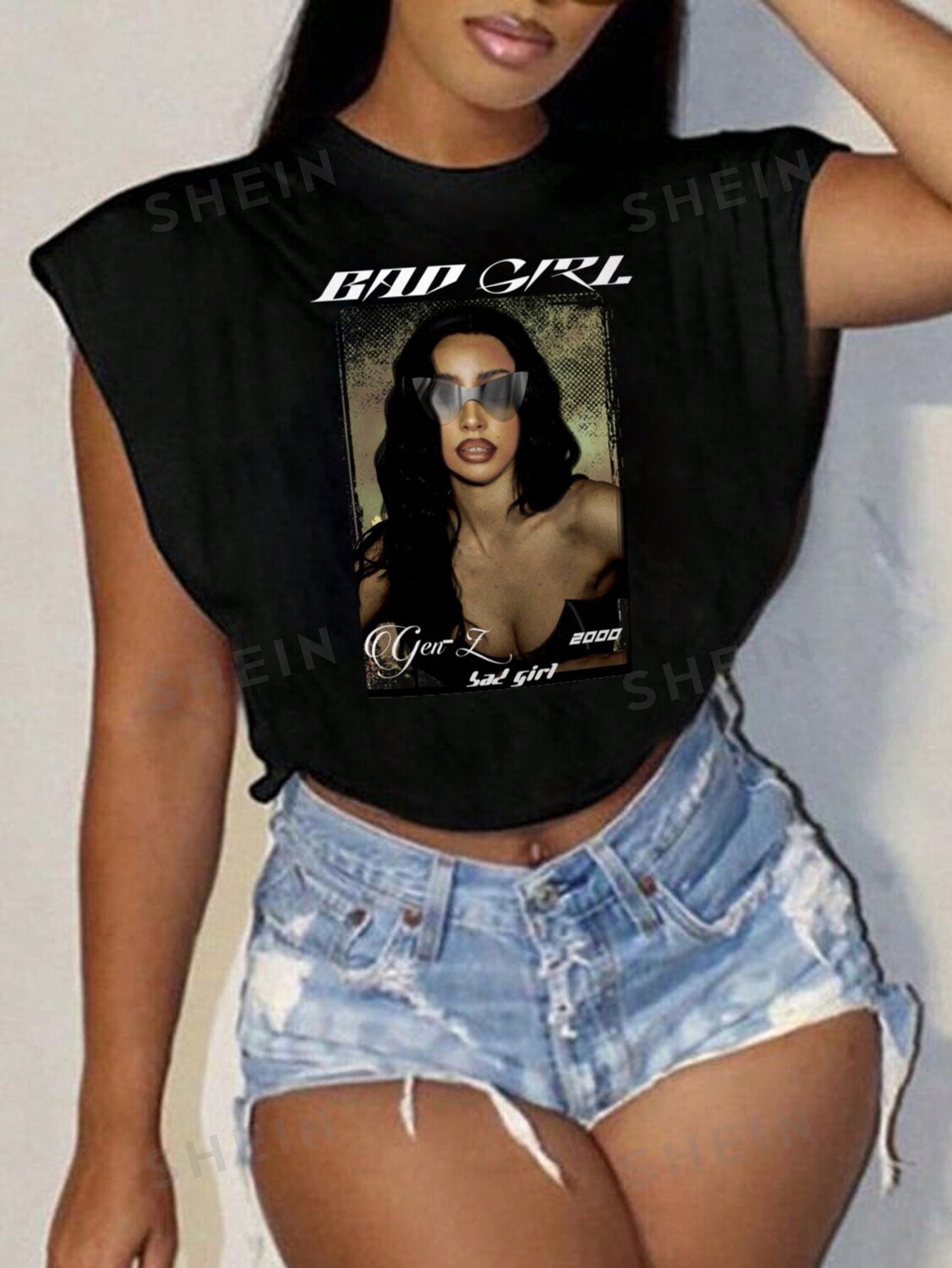 

Футболка облегающая Shein Slayr с короткими рукавами и круглым вырезом, черный