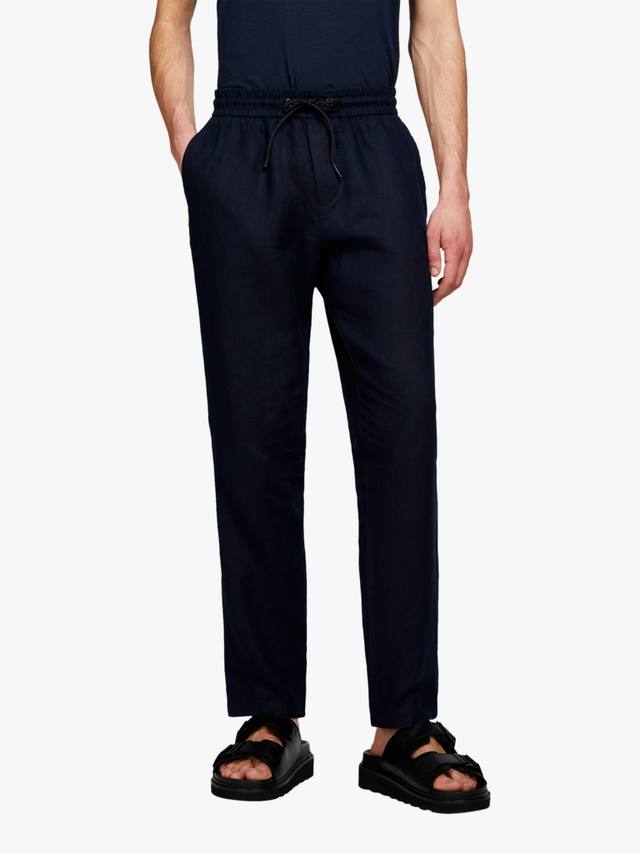 

Брюки из льна с завязками на талии SISLEY, Blue