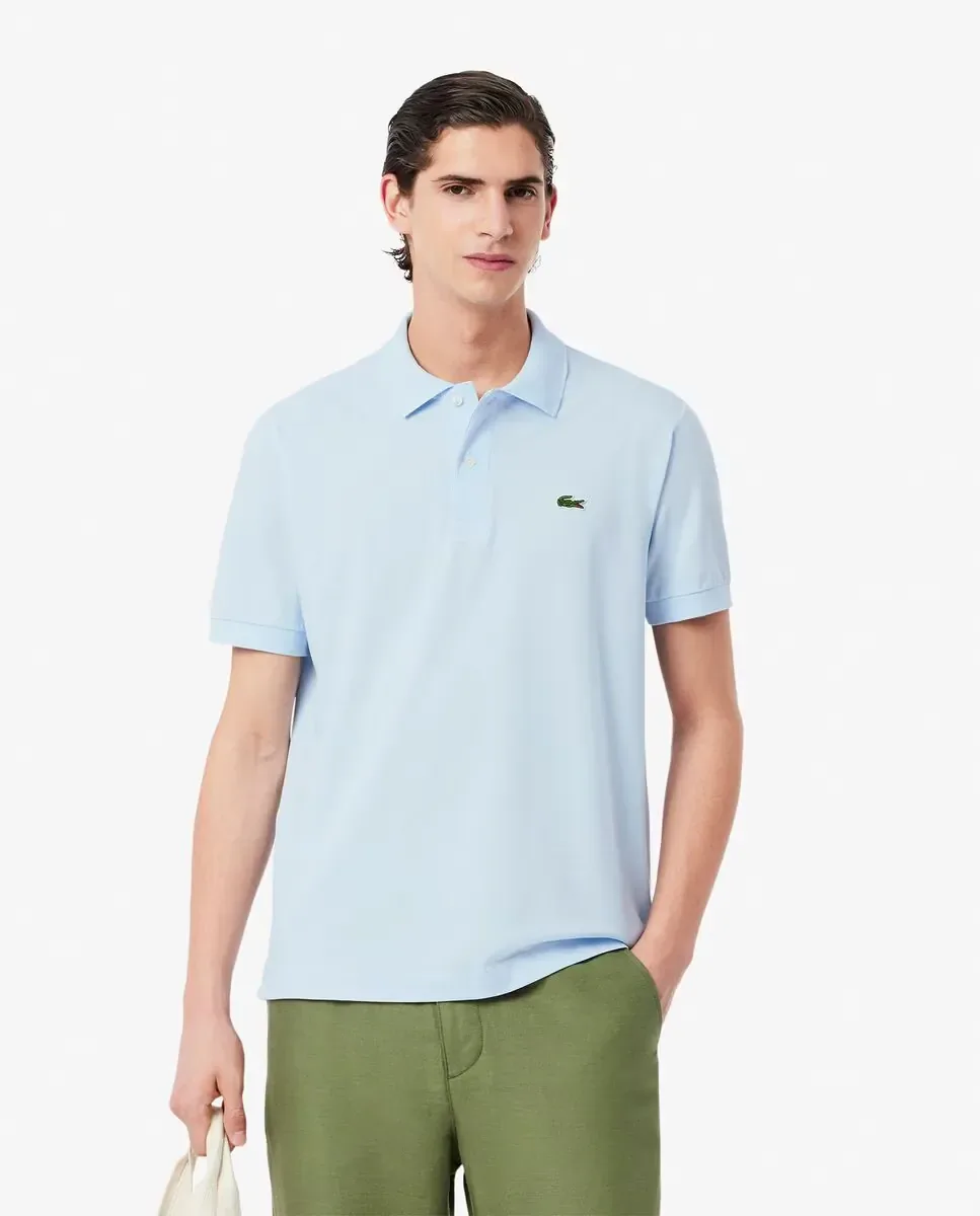 Поло Lacoste мужское классическое, короткий рукав, светло-голубой