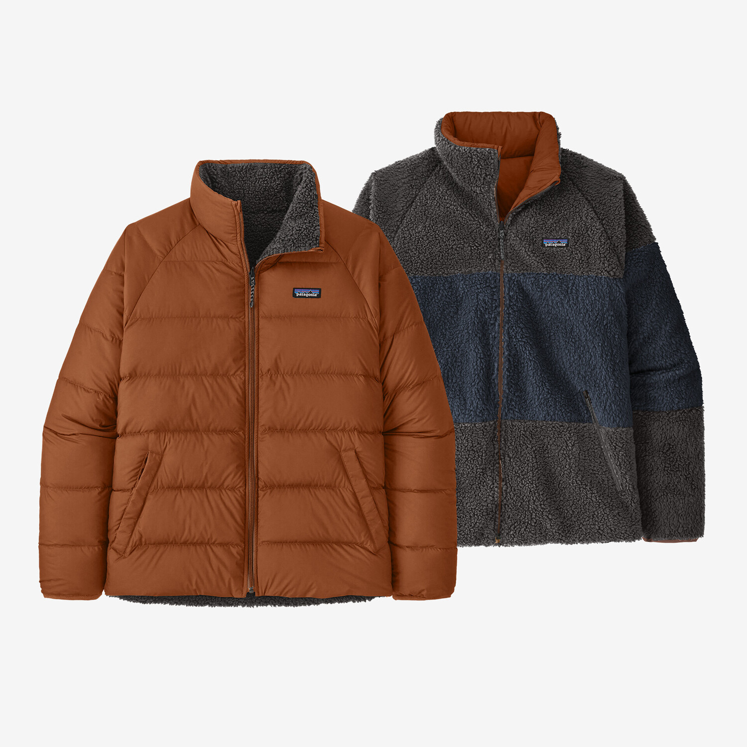 

Мужская двусторонняя флисовая куртка на бесшумном пуху Patagonia, коричневый