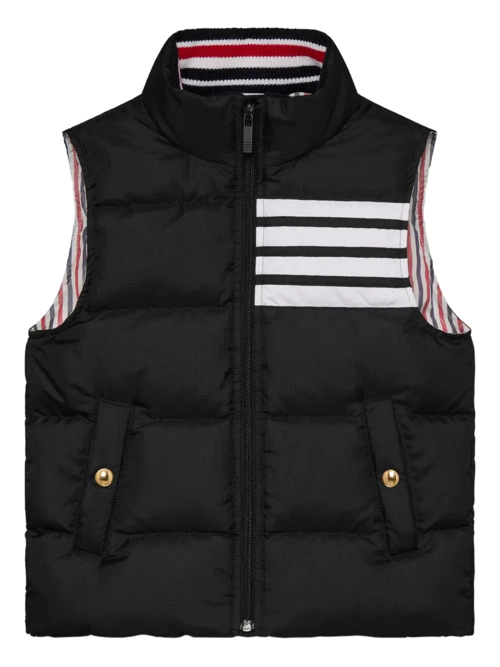 Жилет с четырьмя перекладинами и подкладкой Thom Browne Kids, черный