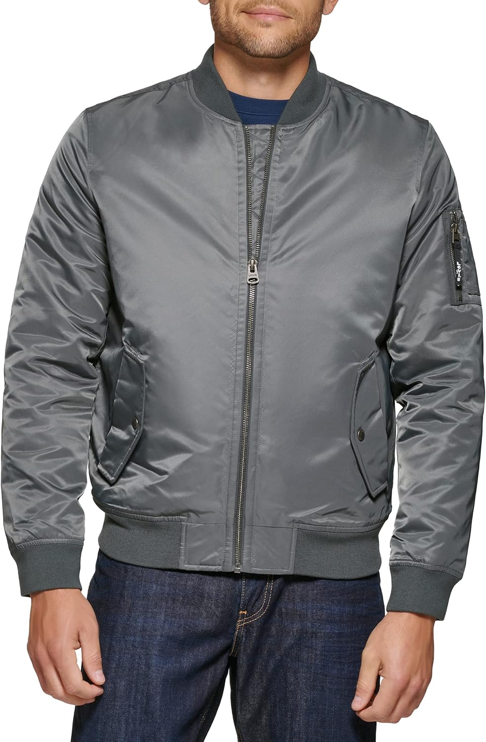 

Легкая мужская куртка-бомбер Levi's MA-1 Flight на молнии, Grey Ma-1 Filled