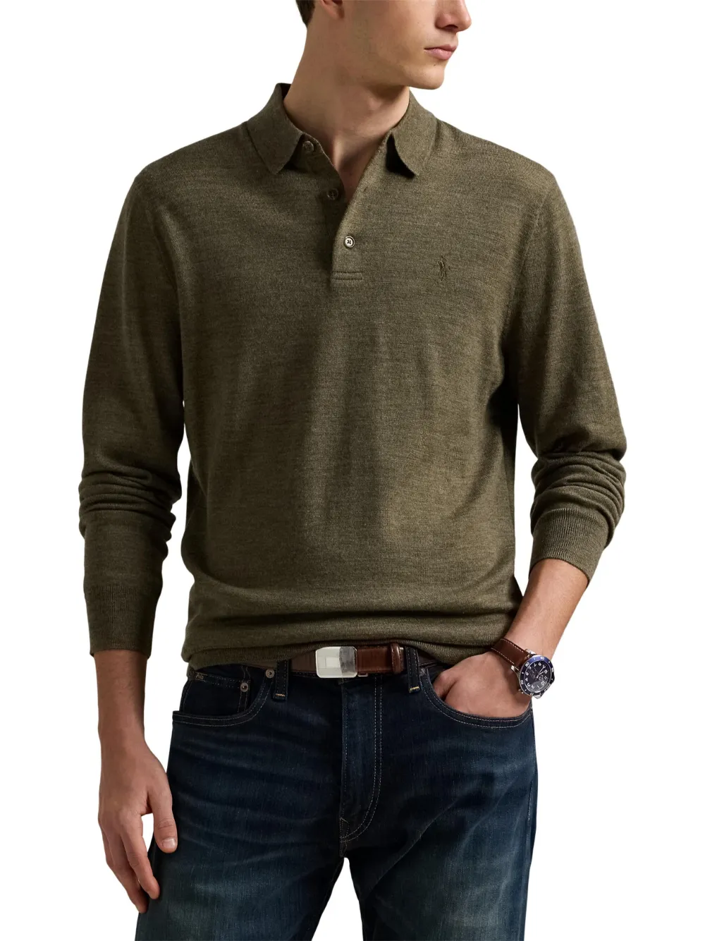 Свитер с длинными рукавами POLO RALPH LAUREN, зеленый — фото 3