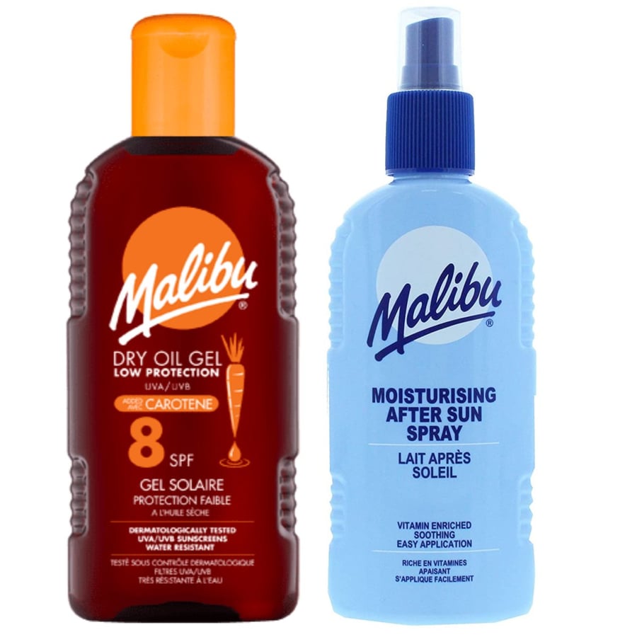 

Сухой гель Malibu с каротином SPF8 200 мл + Бальзам-спрей после загара 200 мл