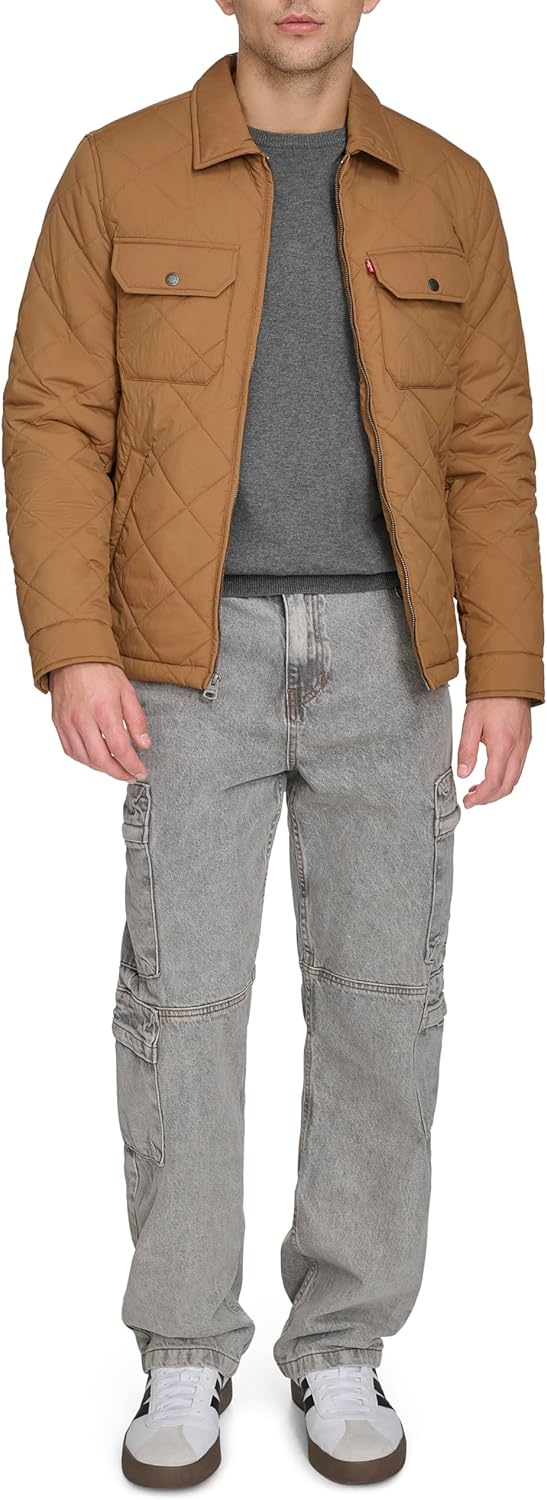 Мужская куртка Levi's с ромбовидной стежкой и отложным воротником, Worker Brown — фото 2