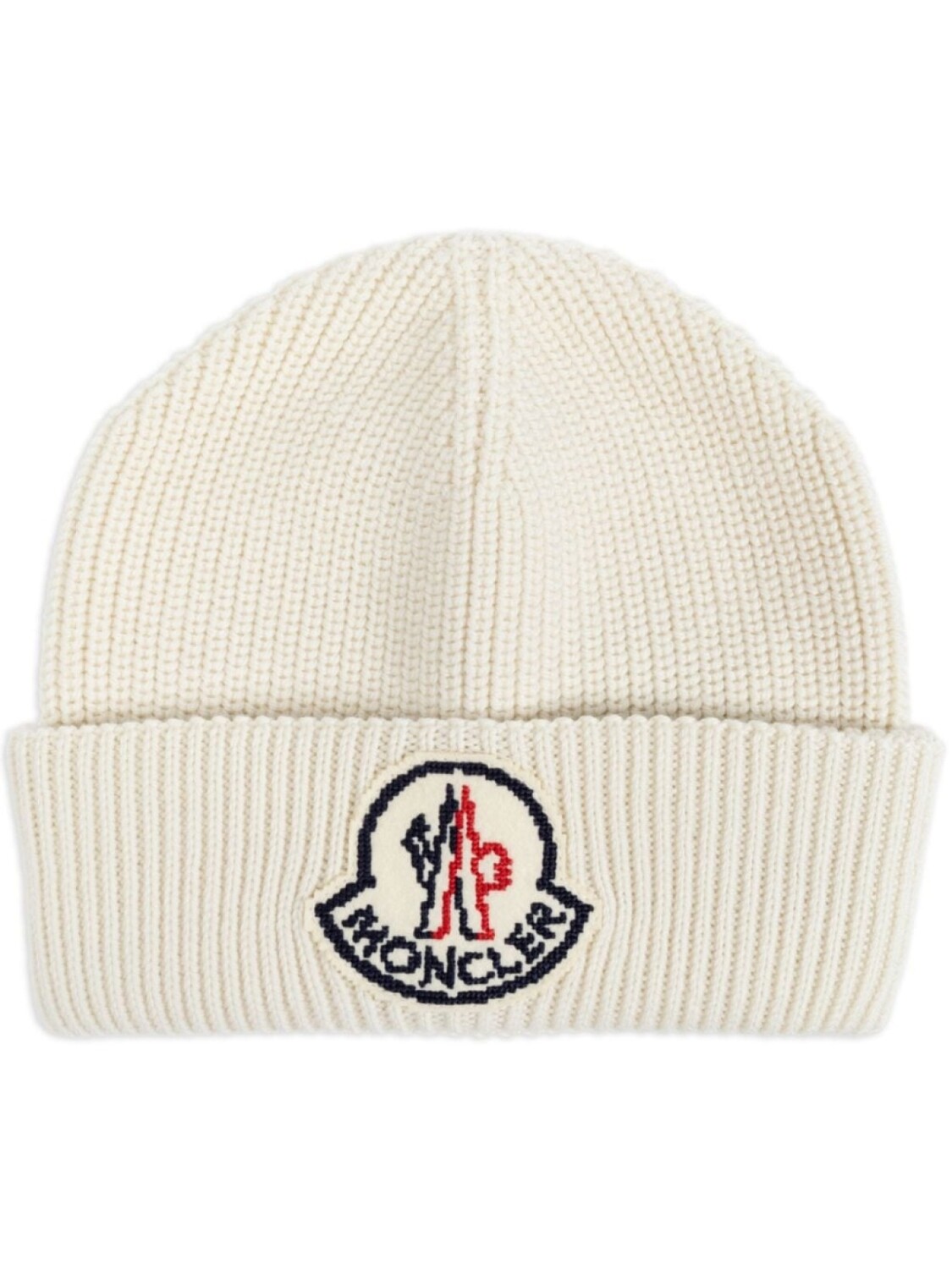 

Moncler шерстяная шапка-бини с нашивкой-логотипом, нейтральный цвет