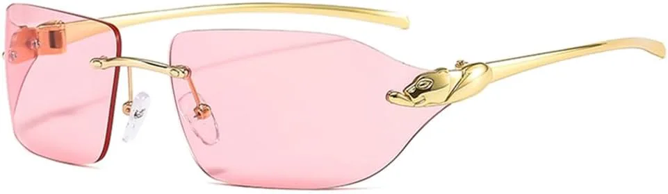 

Солнцезащитные очки без оправы с небольшим леопардовым принтом для женщин и мужчин, градиентные солнцезащитные очки из сплава UV400, M1506 Generic, M-1509