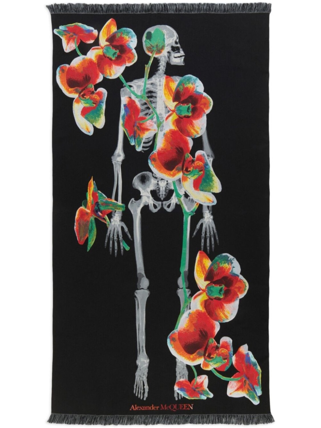 

Alexander McQueen шарф Orchid Skeleton Stole из смесовой шерсти, синий