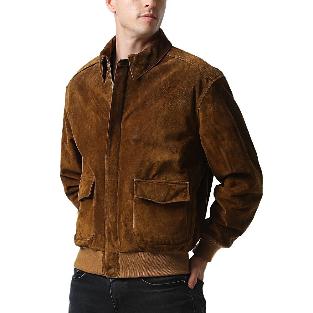 

Мужская замшевая куртка-бомбер Landing Leathers A-2, цвет Tobacco