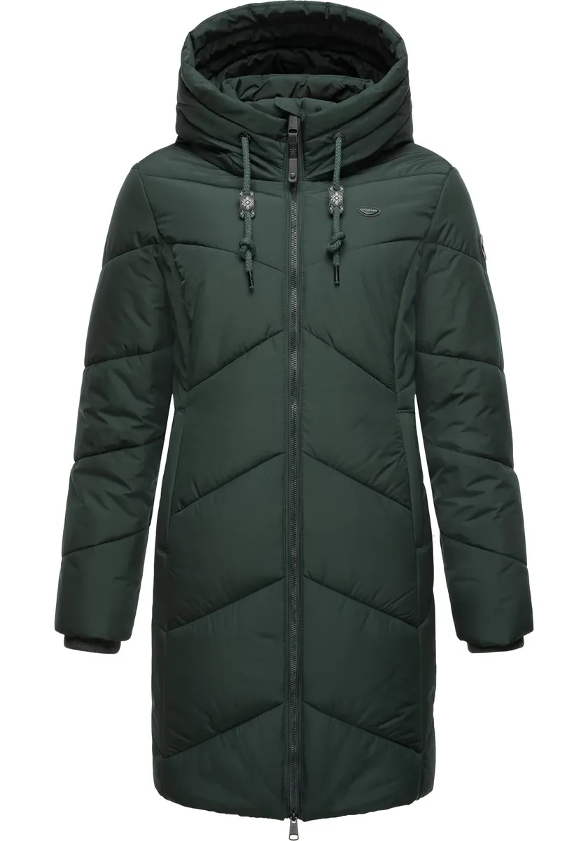 

Стеганое пальто Ragwear "Novista", стильное зимнее пальто с зигзагообразным узором и большим капюшоном, зеленый