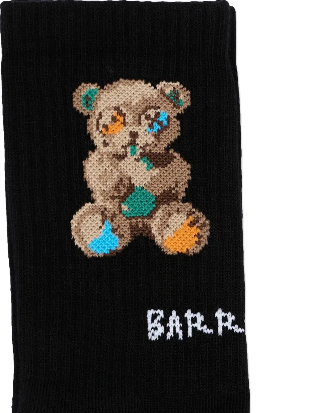Носки с интарсией в виде медведя Barrow Kids, черный — фото 2