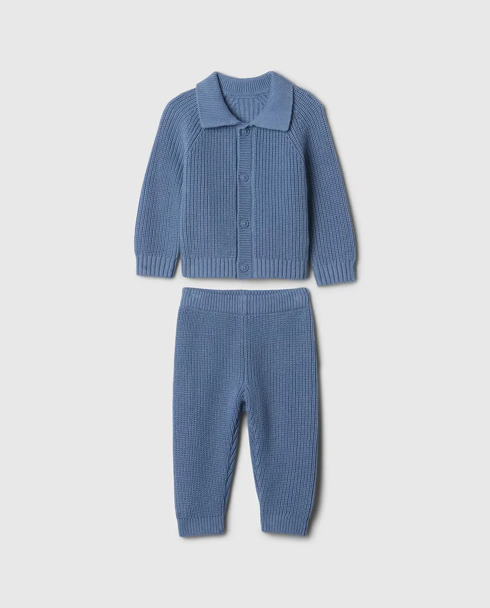 

Вязаный комплект на пуговицах для малыша Gap, синий