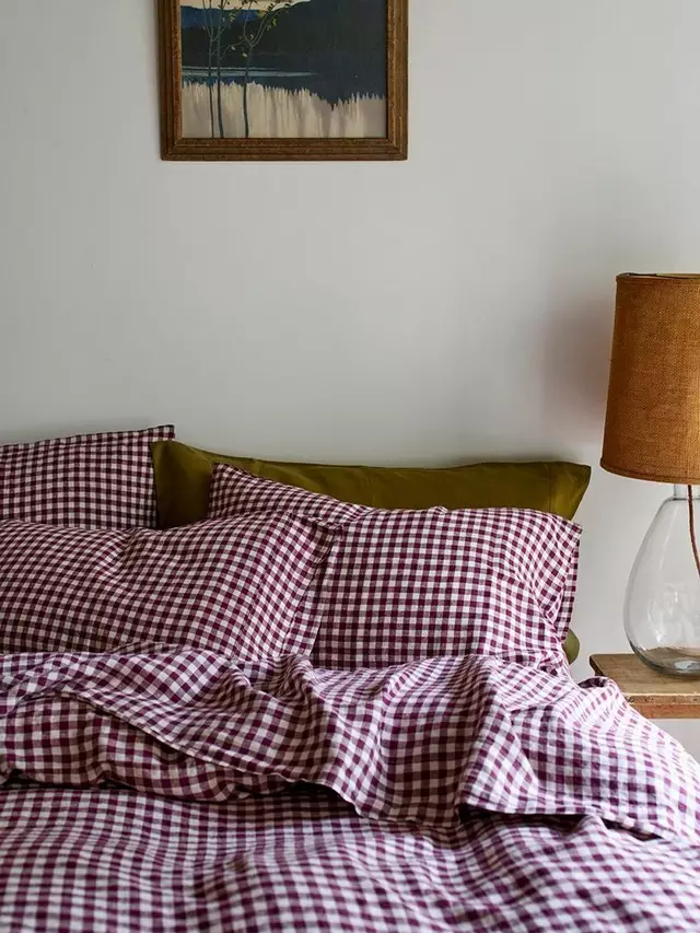 

Постельное белье Piglet in Bed Gingham Linen Blend, цвет berry