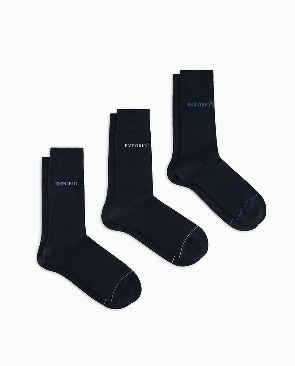

Набор из трех пар коротких мужских носков Emporio Armani, темно-синий