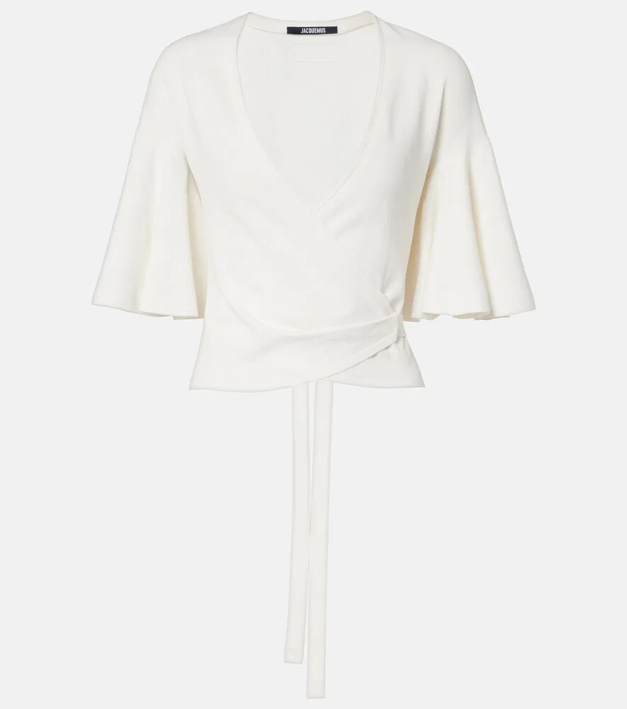 Вязаный трикотажный топ-накидка Paysan Jacquemus, белый