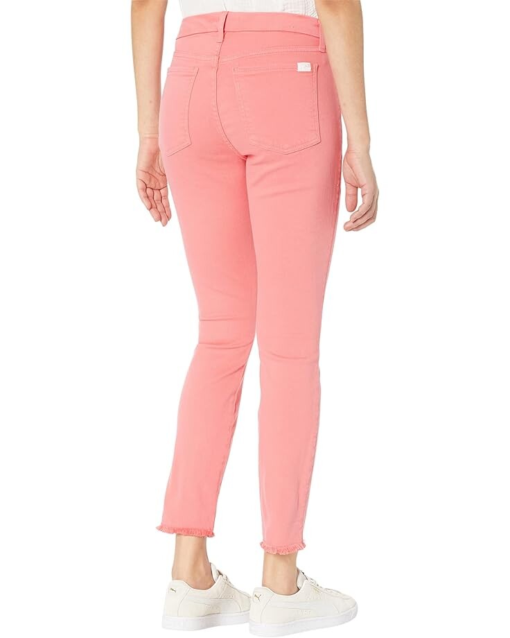 

Джинсы JEN7 Cropped Skinny Cuff Fray Hem in Hibiscus, цвет Hibiscus
