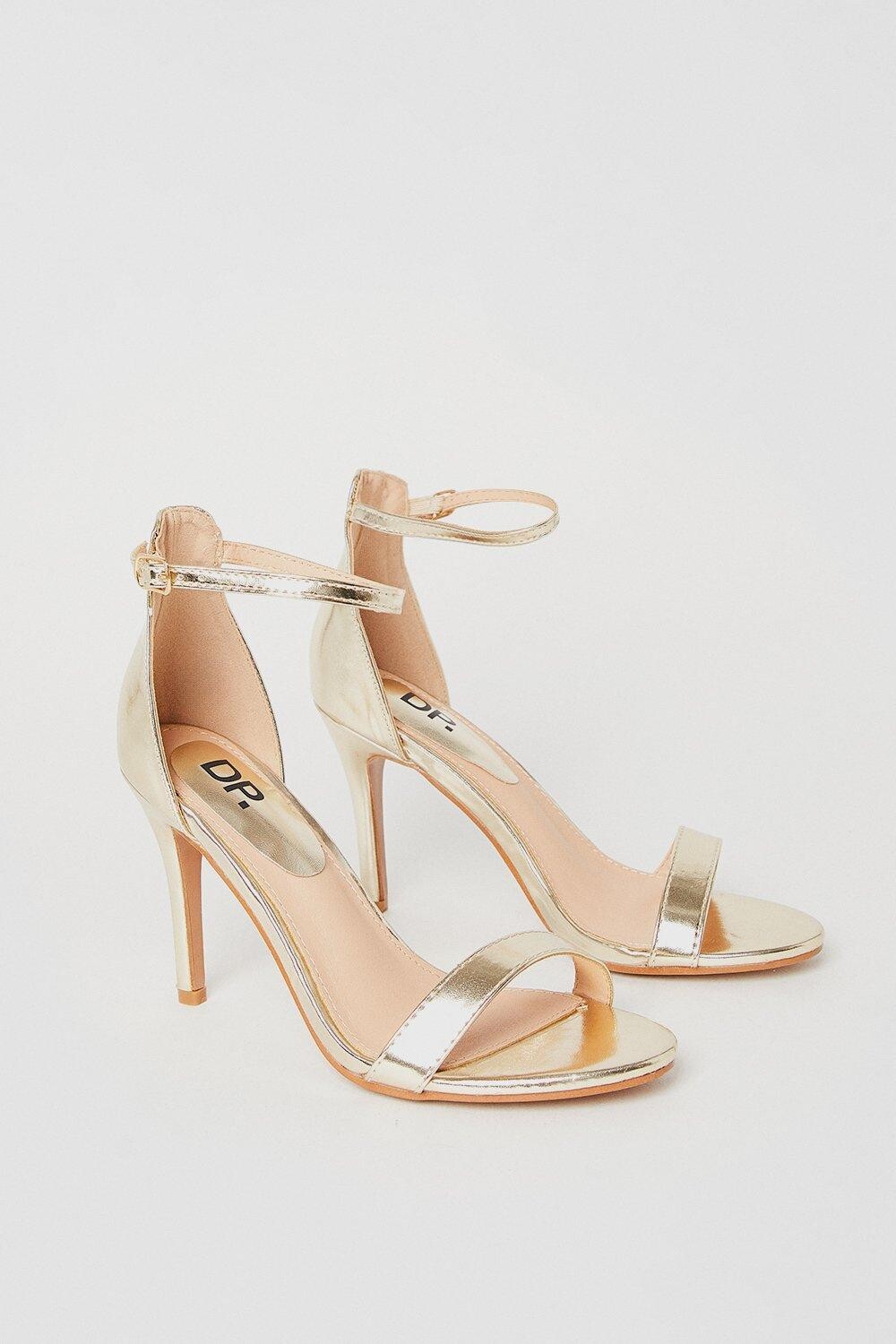 Широкие босоножки Tyla на высоком каблуке-шпильке Dorothy Perkins, золото — фото 3