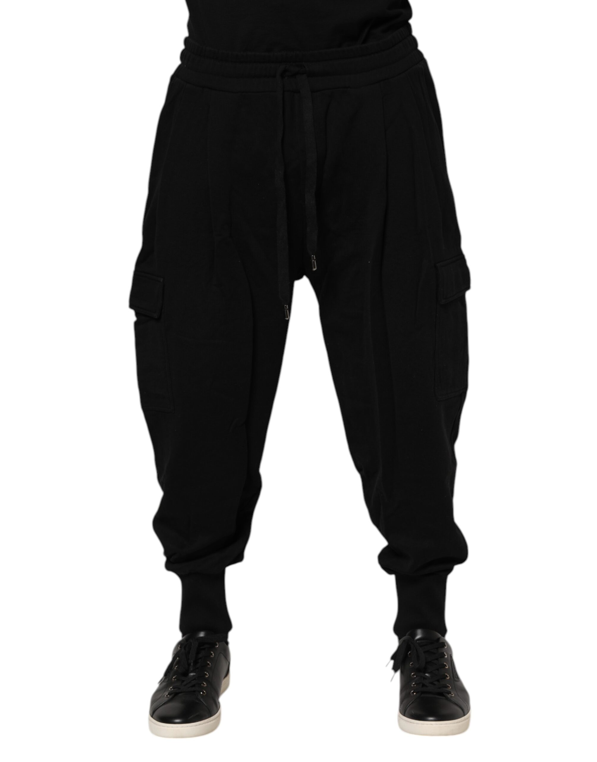 Черные хлопковые спортивные штаны с логотипом Jogger Dolce & Gabbana, черный