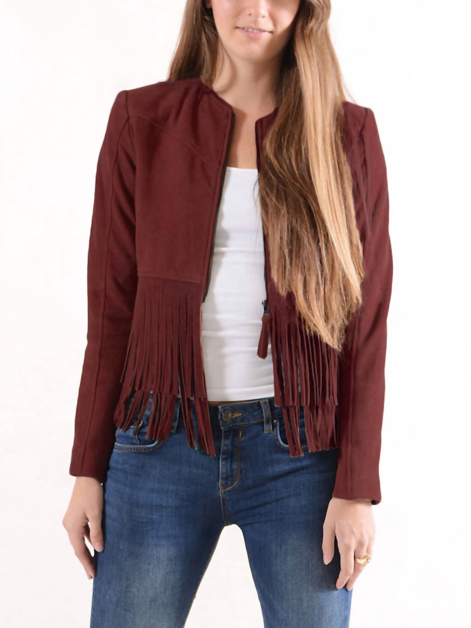 

Куртка Zita Suede Fringe в цвете Masala Cigno Nero