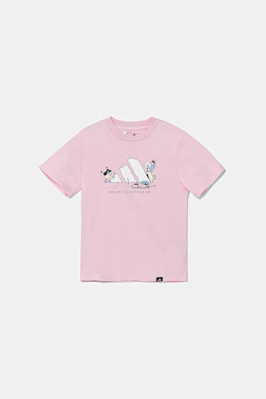 

Детская хлопковая футболка Adidas, розовый