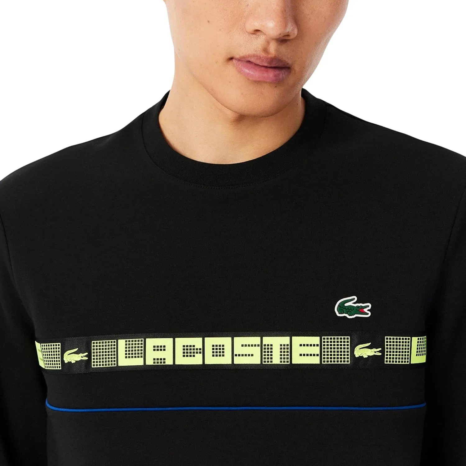 Толстовка Lacoste Мужская Спортивная с Фирменной Полосой, Органический Хлопок, Переработанный Полиэстер, синий — фото 3