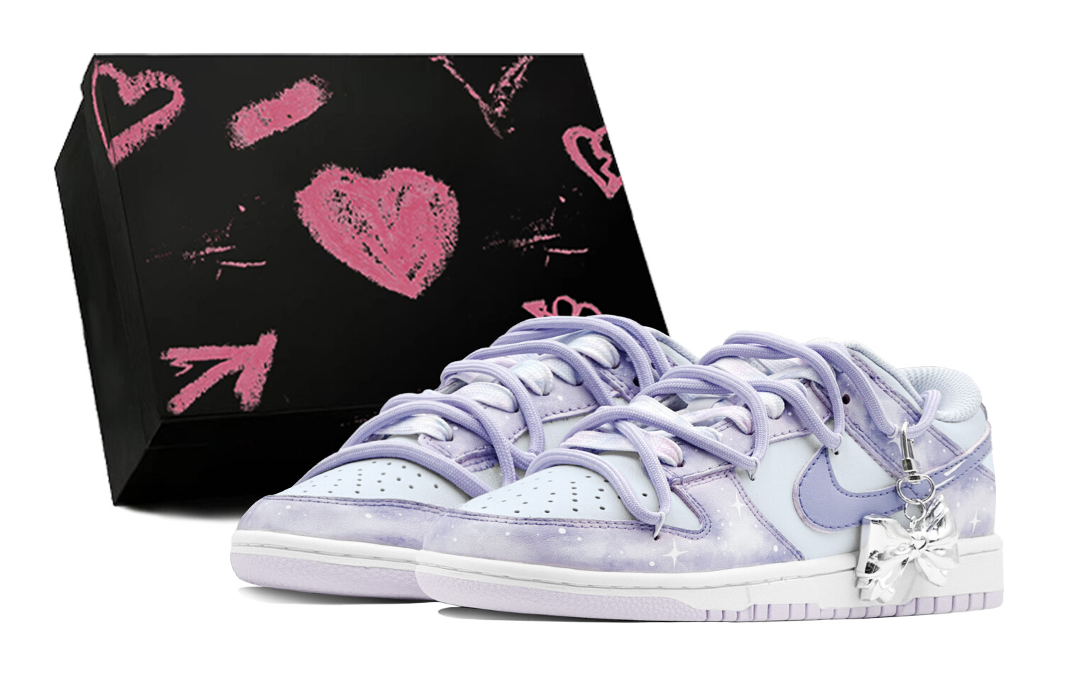 

Кроссовки Nike Dunk Skateboarding Shoes Women's Low-top White, фиолетовый