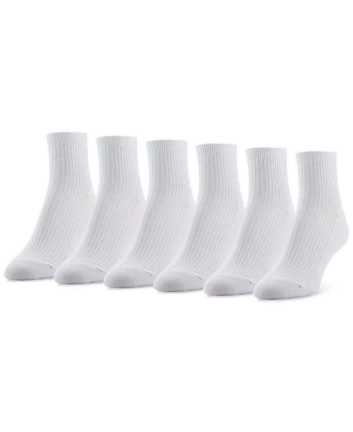 

Женские 6 пар простых ребристых носков GTDL0155R06 Gold Toe, белый