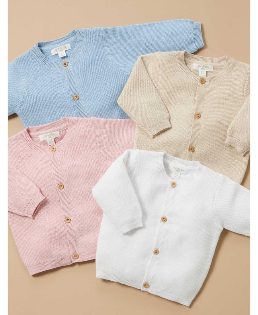 Детский кардиган из фактурной вязки для мальчиков Purebaby, Blue melange — фото 4