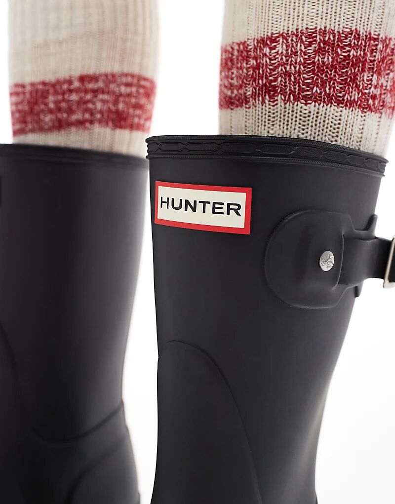 Сапоги резиновые Hunters Original с трехцветным логотипом, черный — фото 3