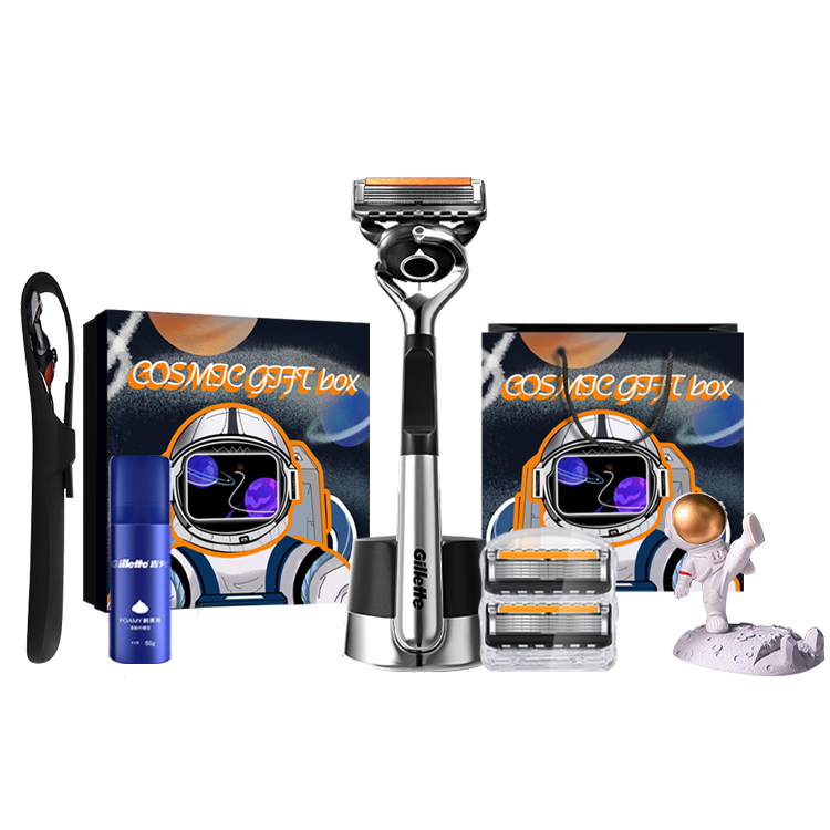 

Бритва ручная, 5 лезвий, 1 держатель для ножей, 2 сменные головки/5 сменных головок, бритвенный станок, импортный портативный футляр Gillette