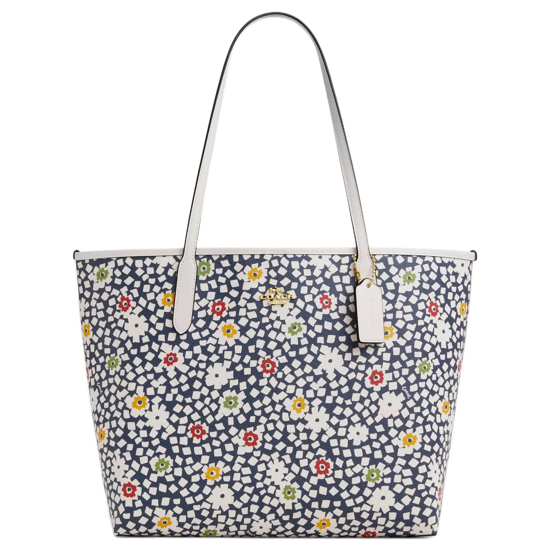 

COACH Городская сумка из покрытого холста, большая женская наплечная сумка мультиколор