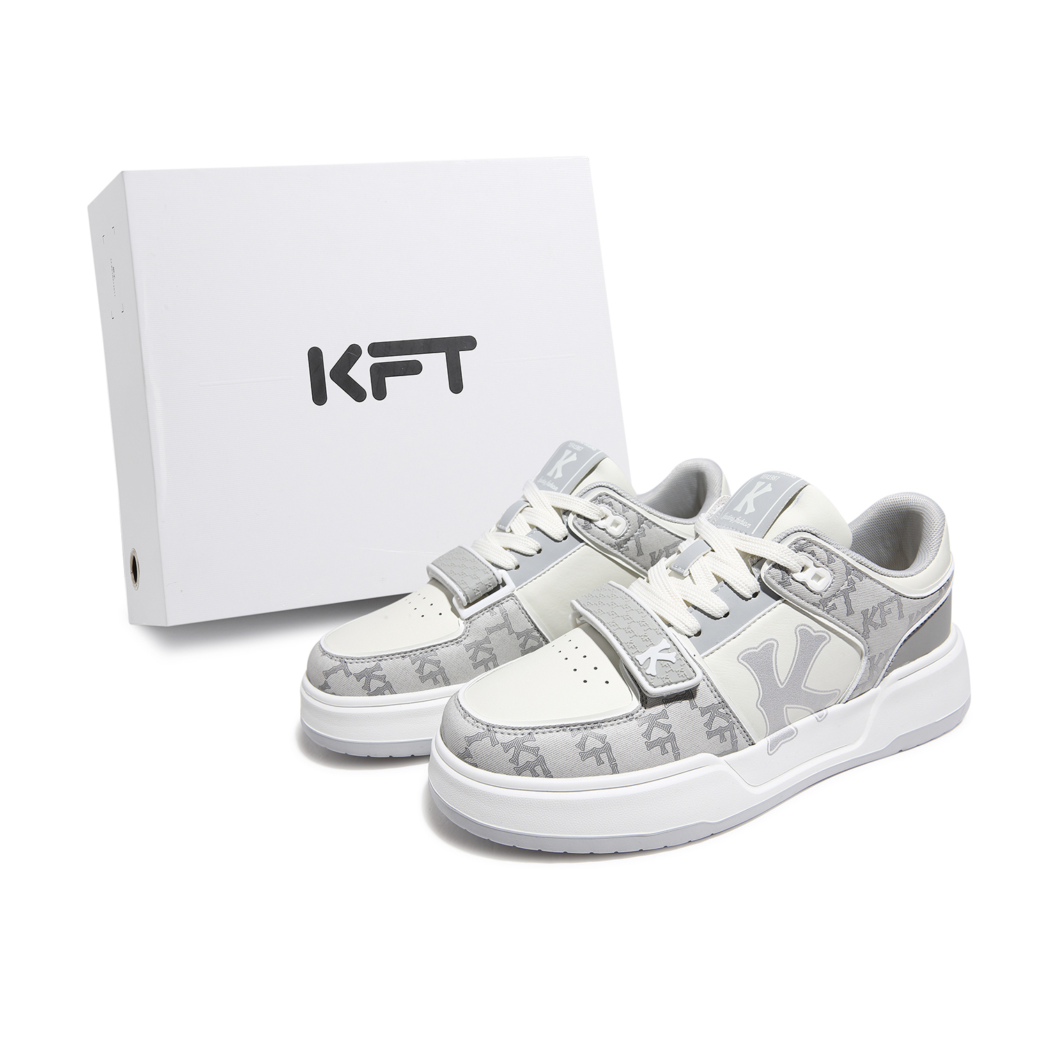 

KFT Скользоустойчивые, износостойкие, легкие, дышащие, увеличивающие рост низкие кеды унисекс White Gray (Print), цвет White Gray (Print)