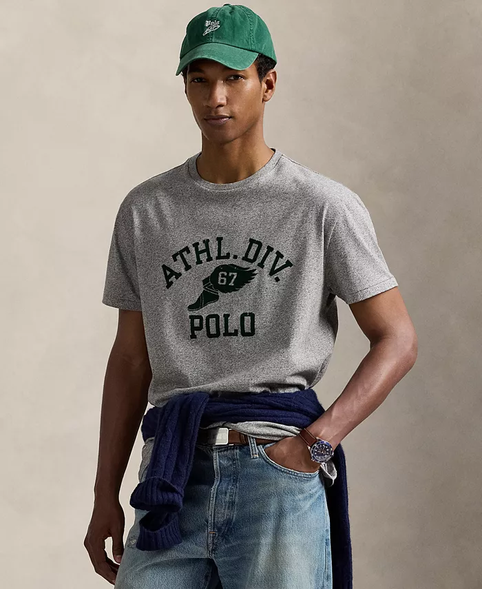 

Мужская классическая футболка с логотипом Polo Ralph Lauren, серый