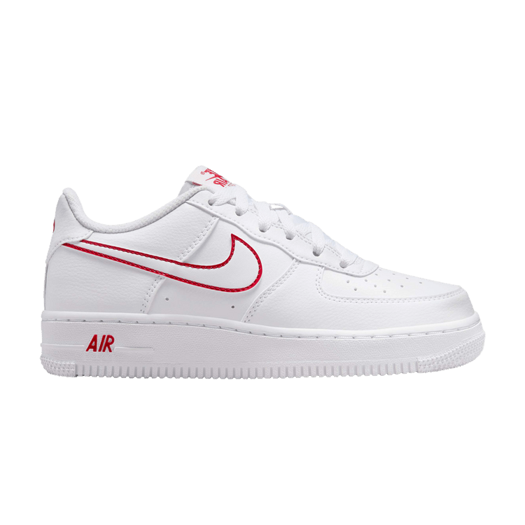 

Кроссовки Air Force 1 Low GS 'White University Red Outlined Swoosh', белый