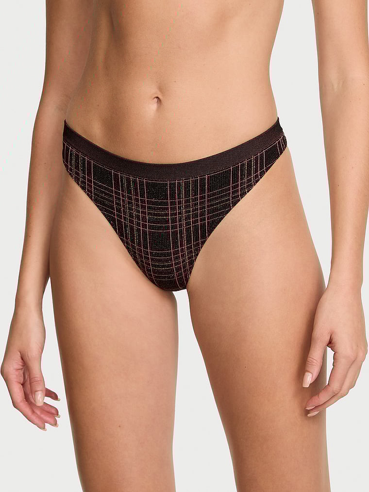 

Бесшовные трусики-стринги в блестящую клетку Seamless, shimmer plaid black shimmer plaid