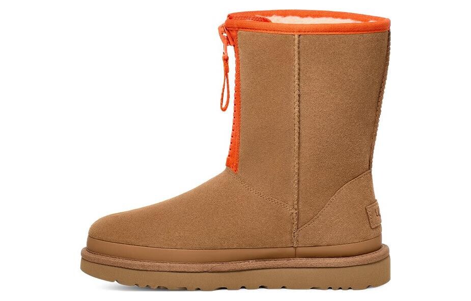 Ботинки зимние женские UGG на молнии, коричневый / оранжевый